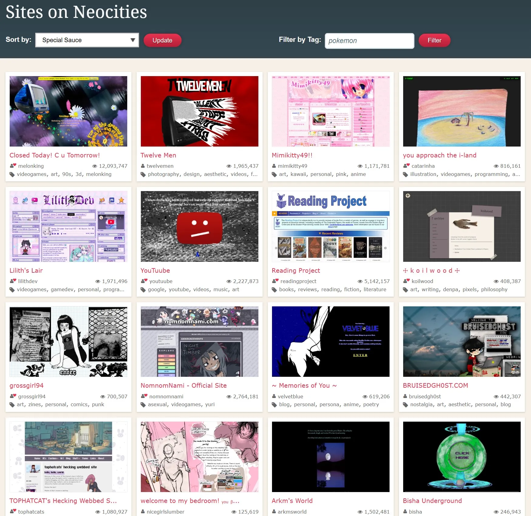 Neocities site directory