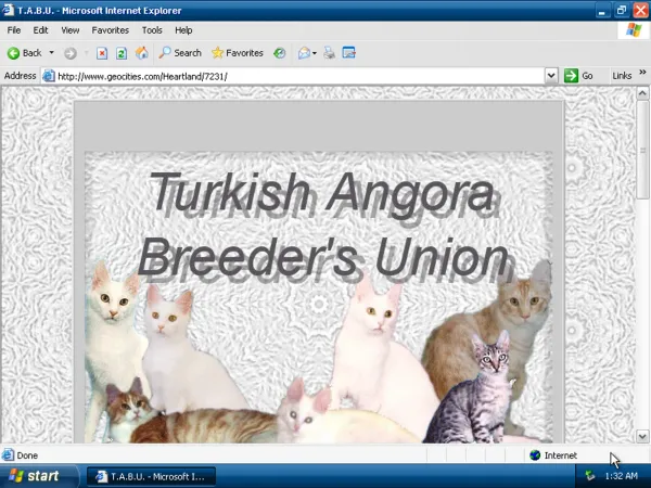Geocities website about cats